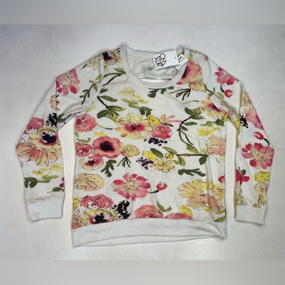 Chaser All Over Print Floral Sweatshirt Women Medium Open Back NWT - Picture 1 of 6